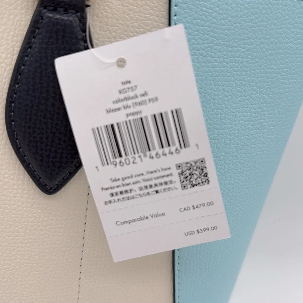 Kate Spade Poppy Colorblock Large Tote Blazer Blue Multi Colorblock